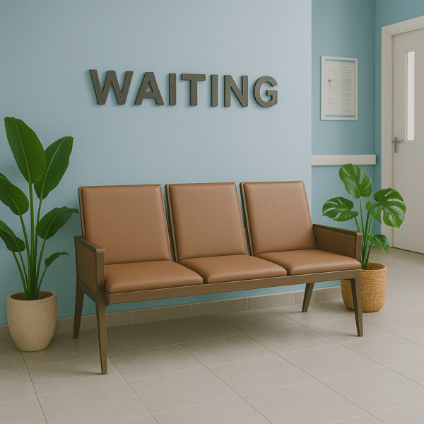 Black & Brown 3-Seater Reception and Waiting Area Chair - Image 7