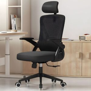 Premium High Back Mesh Office Chair with Foldable Armrests & Headrest