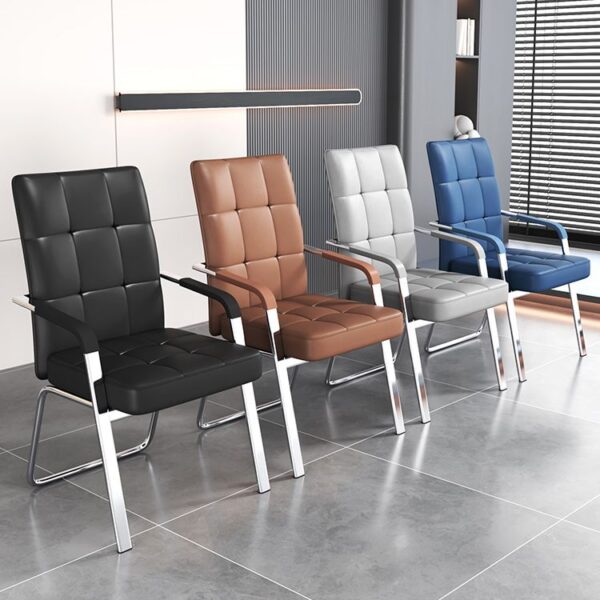 Modern Black Leather Visitor Chair – Chrome Frame with Padded Comfort - Image 3