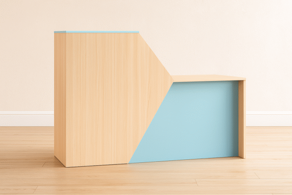 Modern Two-Tone Reception Desk – Stylish Front Desk Available in Multiple Color Options