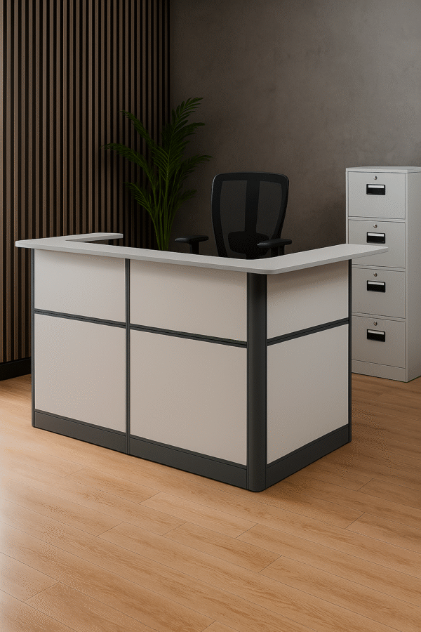 Modern L-Shaped Reception Desk – Two-Tone Finish - Image 2