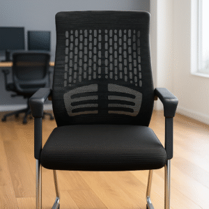Modern Black Mesh Visitor Chair with Cantilever Frame