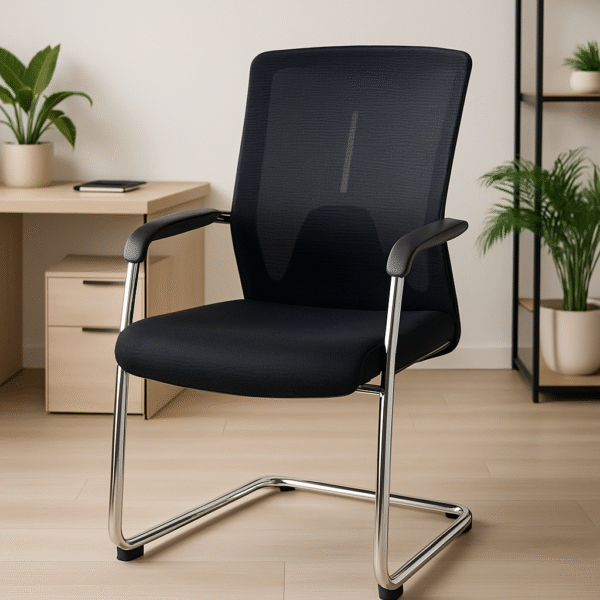 Modern Black Mesh Visitor Chair - Image 3