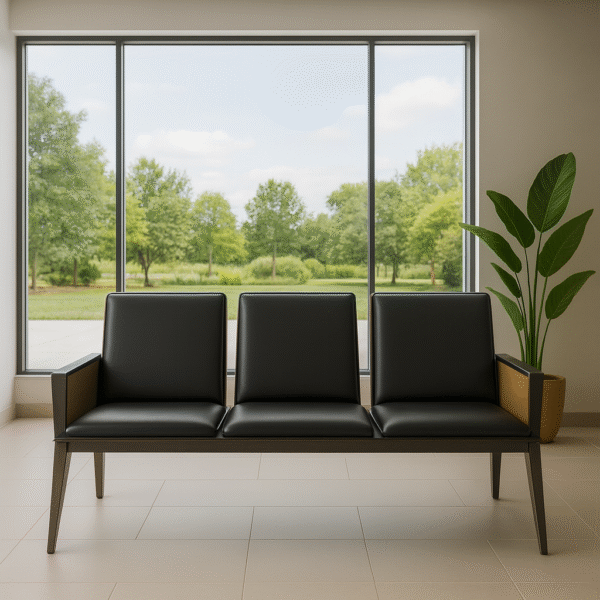 Black & Brown 3-Seater Reception and Waiting Area Chair - Image 5