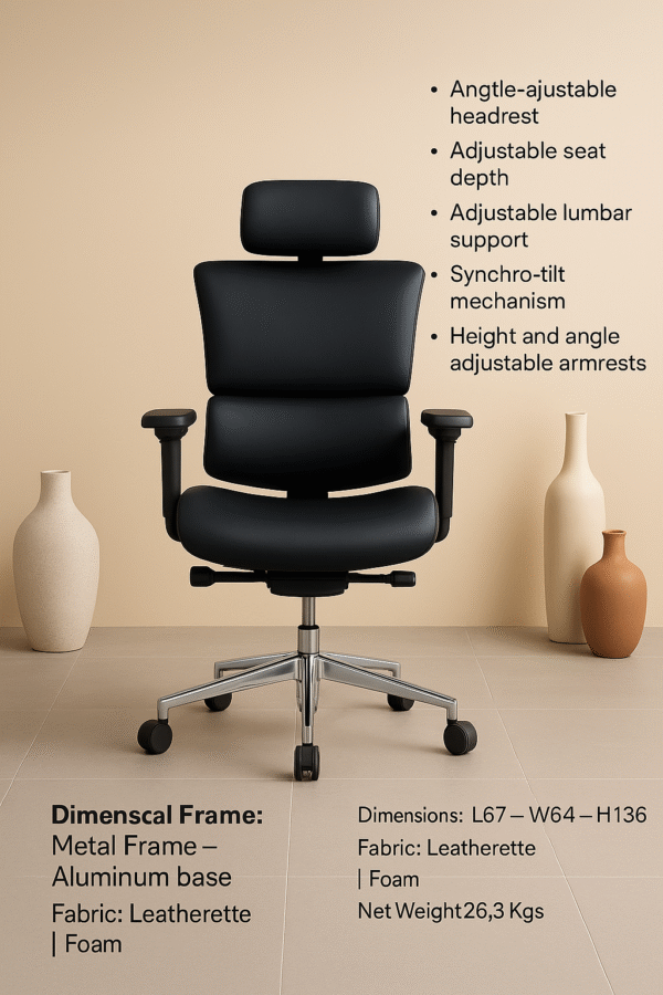 Premium Ergonomic High Back Executive Chair – Black