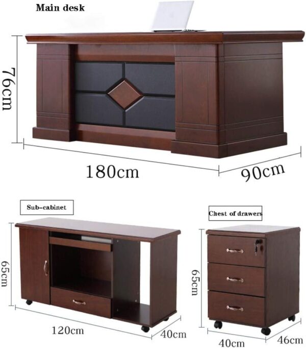 1.8m Executive Mahogany Office Desk – Curved Front with Leather Panel Detail - Image 3