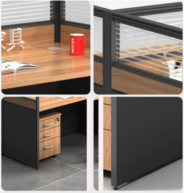 1.2m Single Modular Office Workstation with Privacy Panel & 3-Drawer Storage – Wood & Grey Finish - Image 4