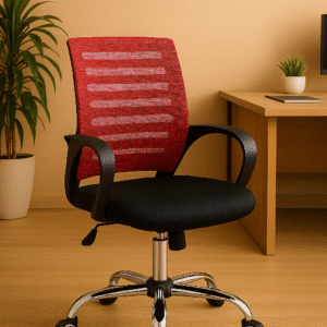 NovaRed Mid-Back Mesh Office Chair with Chrome Base
