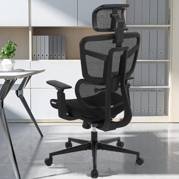 Deluxe High Back Mesh Executive Chair with Adjustable Arms & 3D Headrest - Image 4