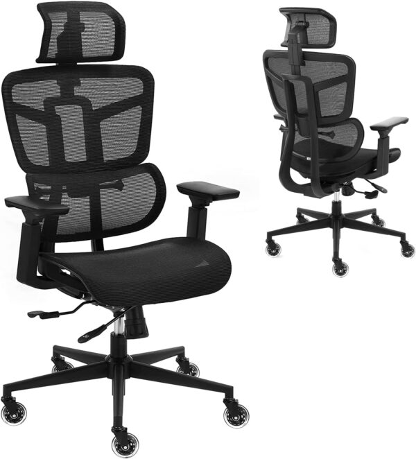 Deluxe High Back Mesh Executive Chair with Adjustable Arms & 3D Headrest - Image 5