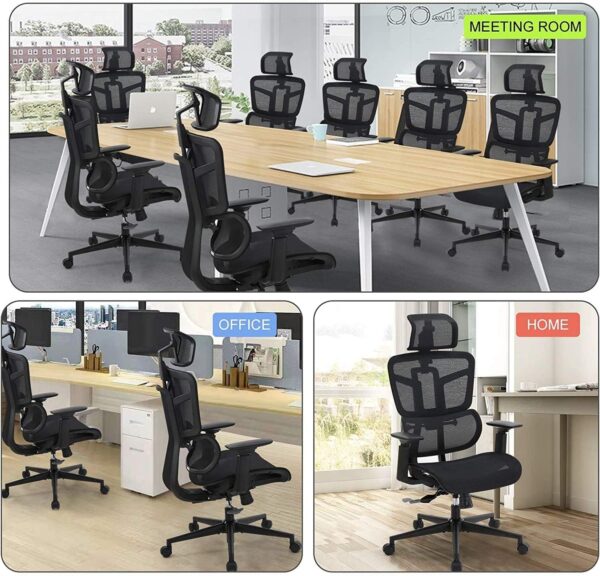 Deluxe High Back Mesh Executive Chair with Adjustable Arms & 3D Headrest - Image 2