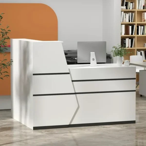 Modern Two-Tone Reception Desk – Stylish Front Desk Available in Multiple Color Options - Image 2