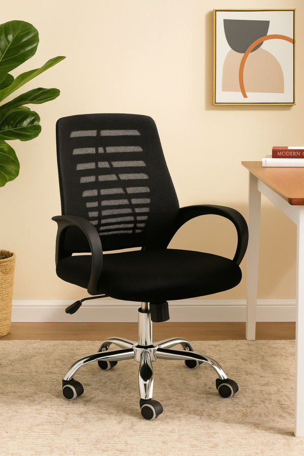 Ergonomic Mid-Back Mesh Office Chair – Black