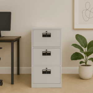 3-Drawer Metal Filing Cabinet – Lockable Office Storage