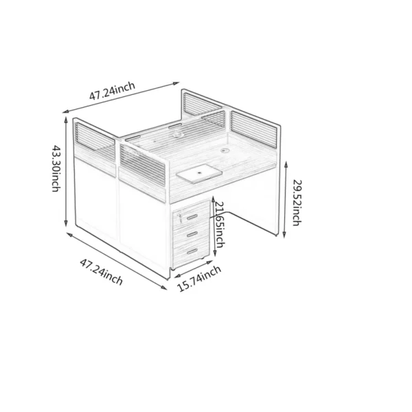 4-Way Modular Workstation with Glass Partitions and Mobile Pedestals - Image 2