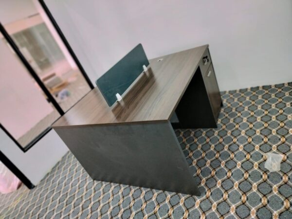 1.2m Dual Workstation Desk with Lockable Storage & Frosted Glass Divider – Walnut & Charcoal Finish - Image 3