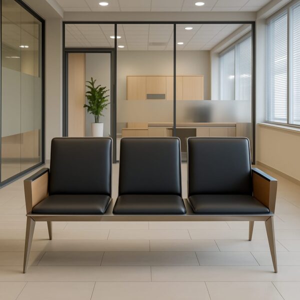 Black & Brown 3-Seater Reception and Waiting Area Chair - Image 6