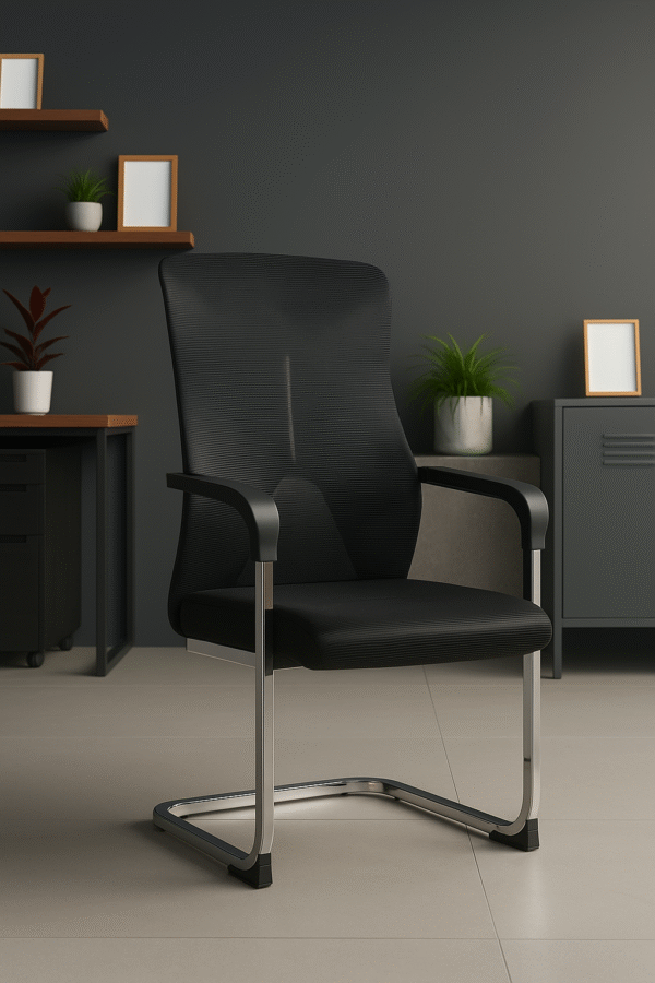 Modern Black Mesh Visitor Chair - Image 2