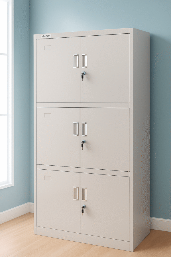3-Compartment Metal Storage Locker