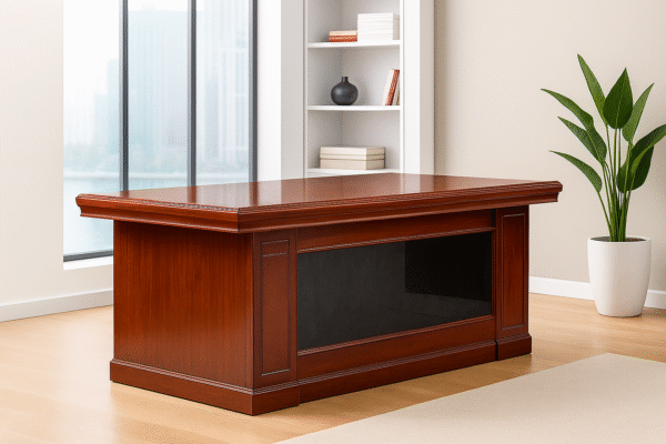 1.4m Executive Office Desk – Classic Mahogany Finish with Elegant Paneling
