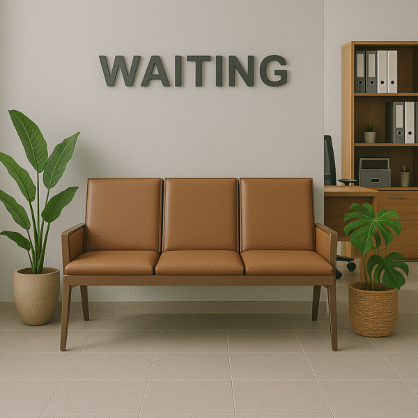 Black & Brown 3-Seater Reception and Waiting Area Chair - Image 2