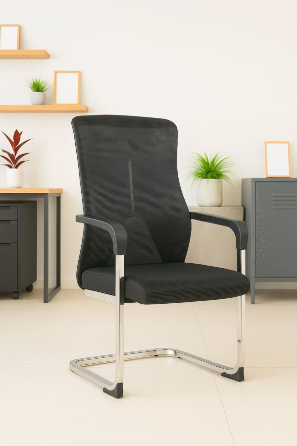 Modern Black Mesh Visitor Chair