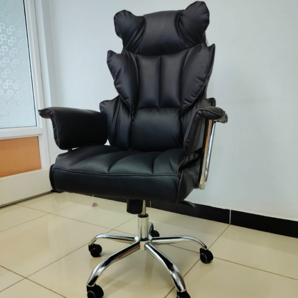 Executive Plush Leather Office Chair – Winged High-Back Design - Image 4